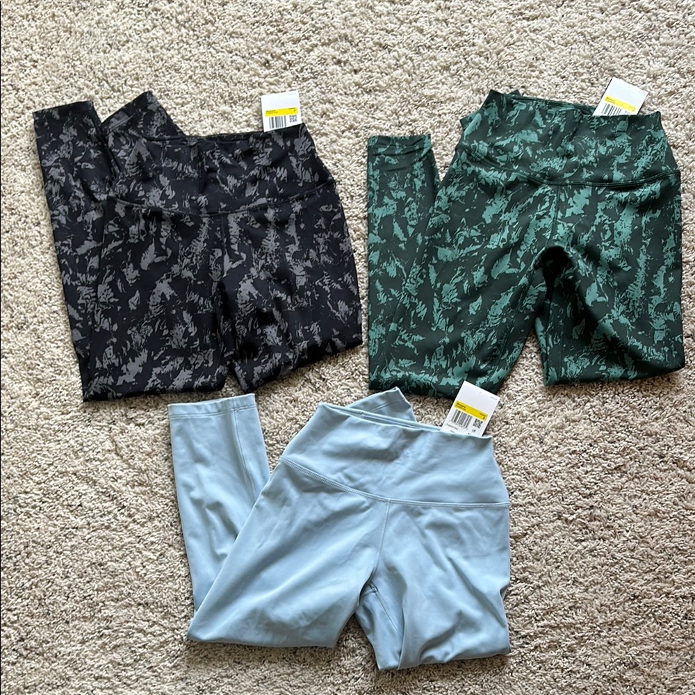Nike Women’s Leggings Set - Size S - Black, Green (full) and Blue (crop length)